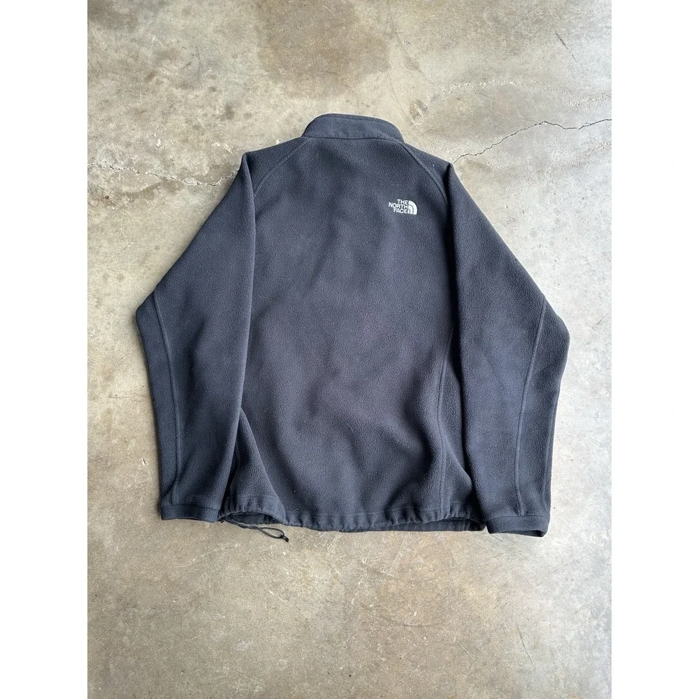 The North Face Mens Sz L Gray Full Zip Fleece Jacket Zip Pockets Warm Softshell